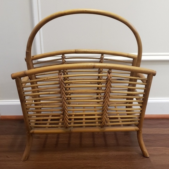 Vintage Other - [Vintage] Wicker Bamboo Newspaper Magazine Holder